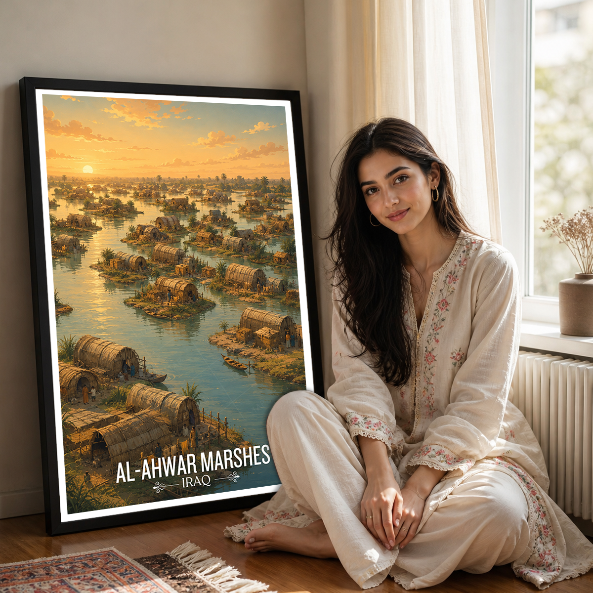 Al-Ahwar Marshes - Iraq - Travel Art Wall Deco Poster - Art Print - Travel Art Poster