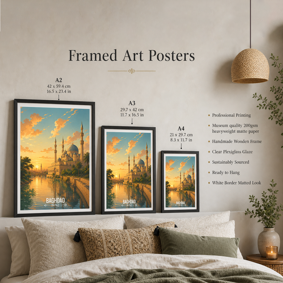 Baghdad Sunet - Iraq - Travel Art Wall Deco Poster - Art Print - Travel Art Poster