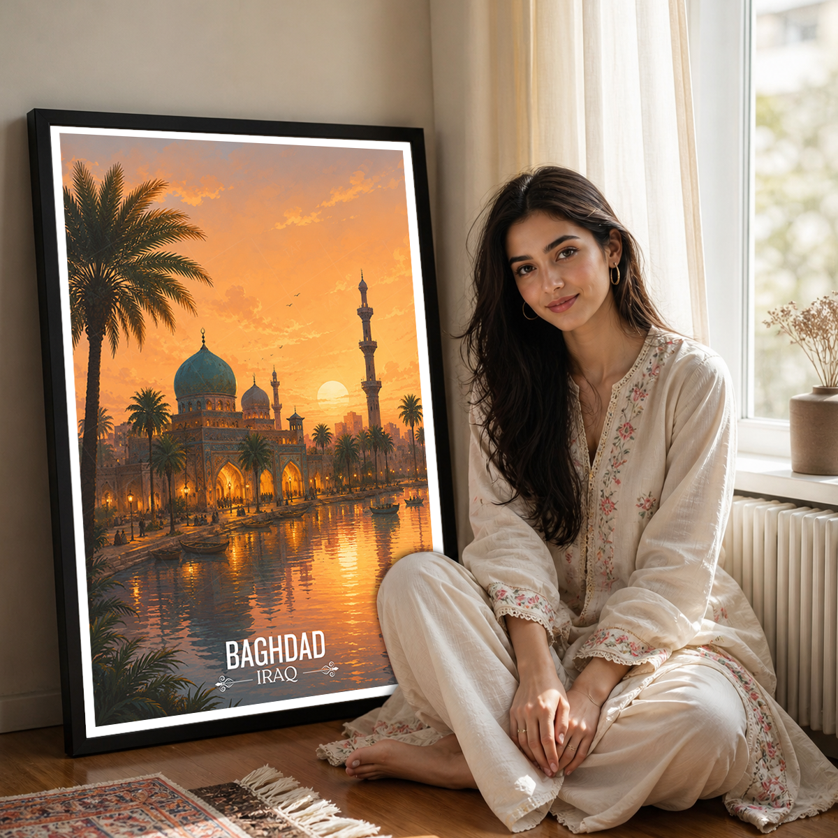 Baghdad Mosque - Iraq - Travel Art Wall Deco Poster - Art Print - Travel Art Poster