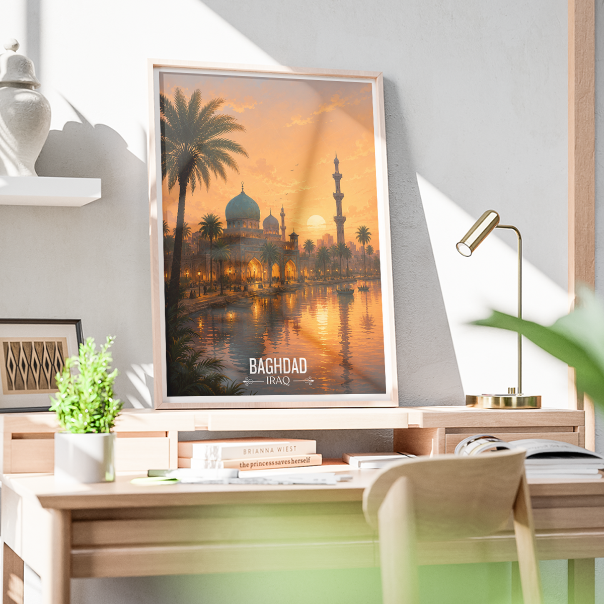 Baghdad Mosque - Iraq - Travel Art Wall Deco Poster - Art Print - Travel Art Poster