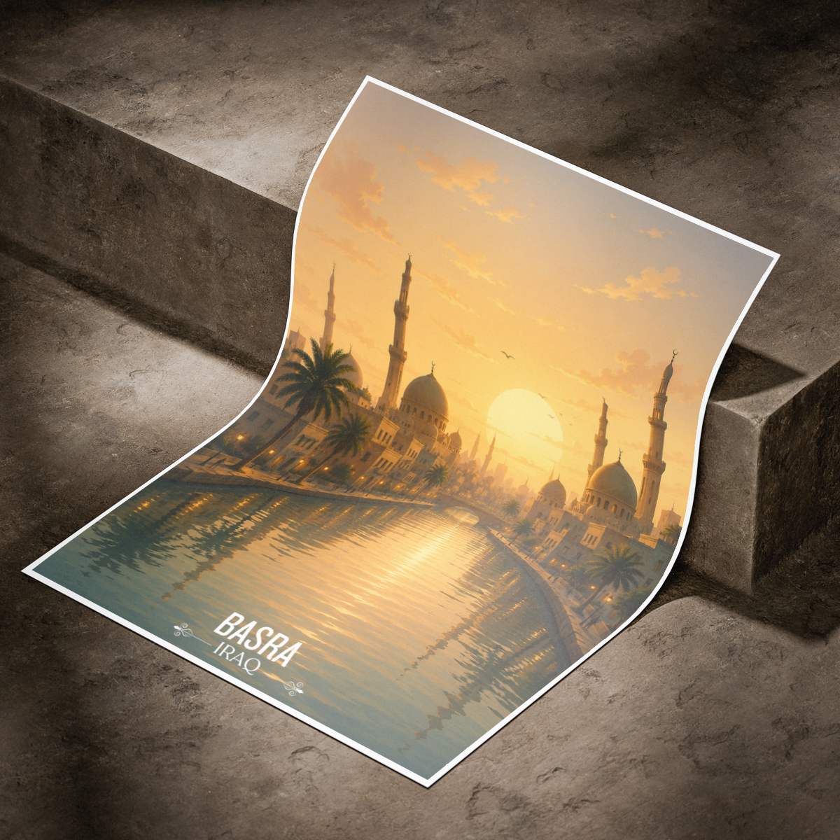 Basra - Iraq - Travel Art Wall Deco Poster - Art Print - Travel Art Poster