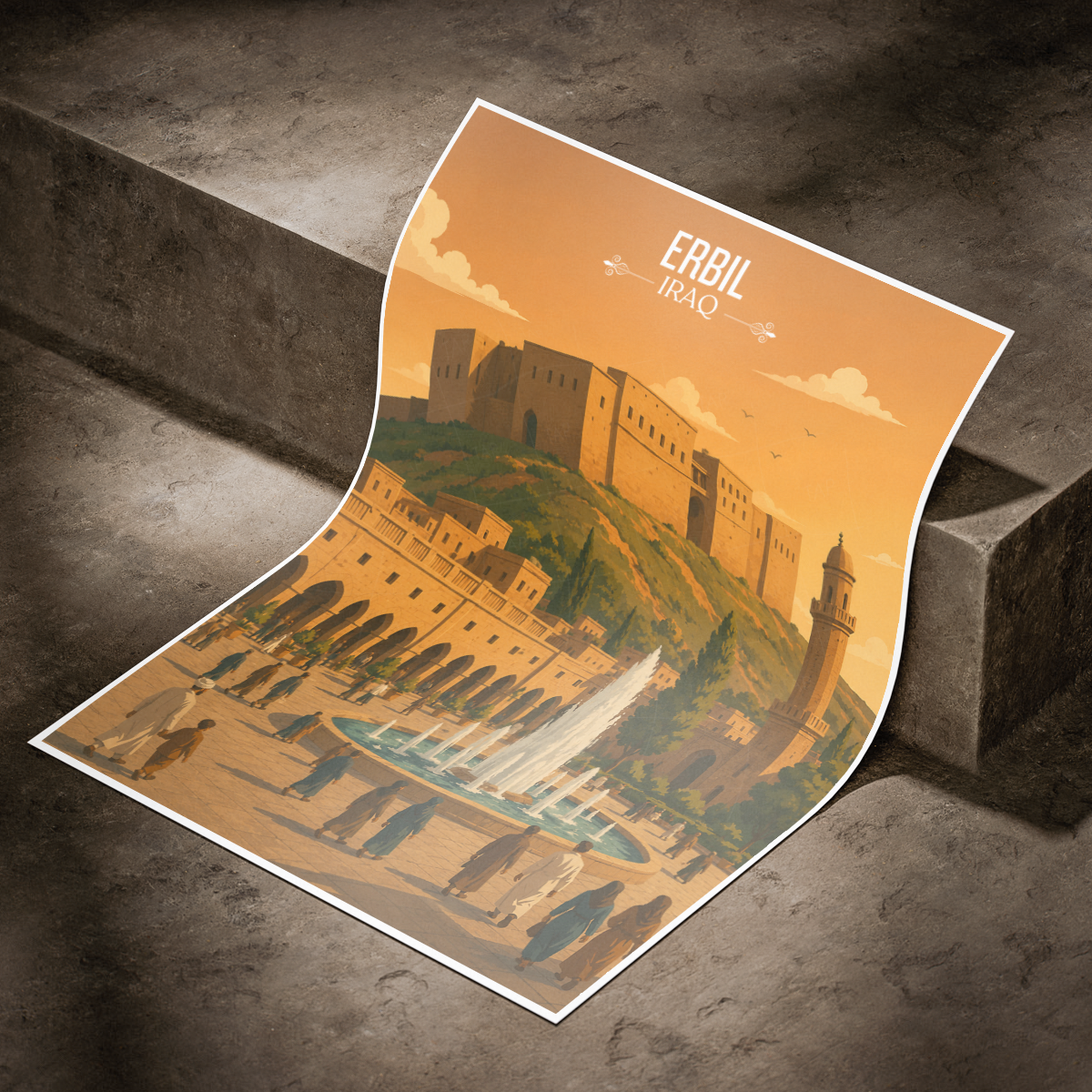 Erbil - Iraq - Travel Art Wall Deco Poster - Art Print - Travel Art Poster