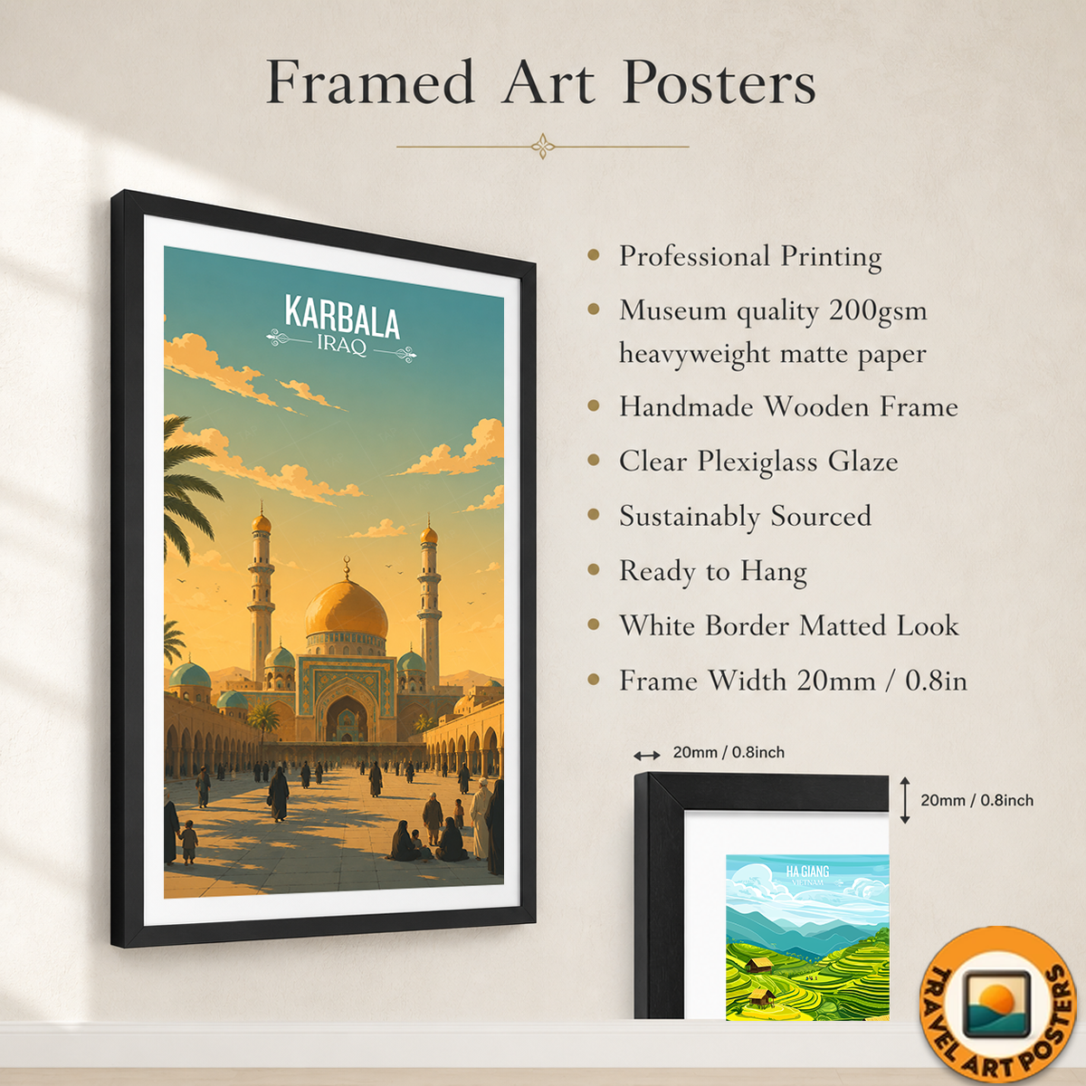 Karbala Place of Sacrifice - Iraq - Travel Art Wall Deco Poster - Art Print - Travel Art Poster