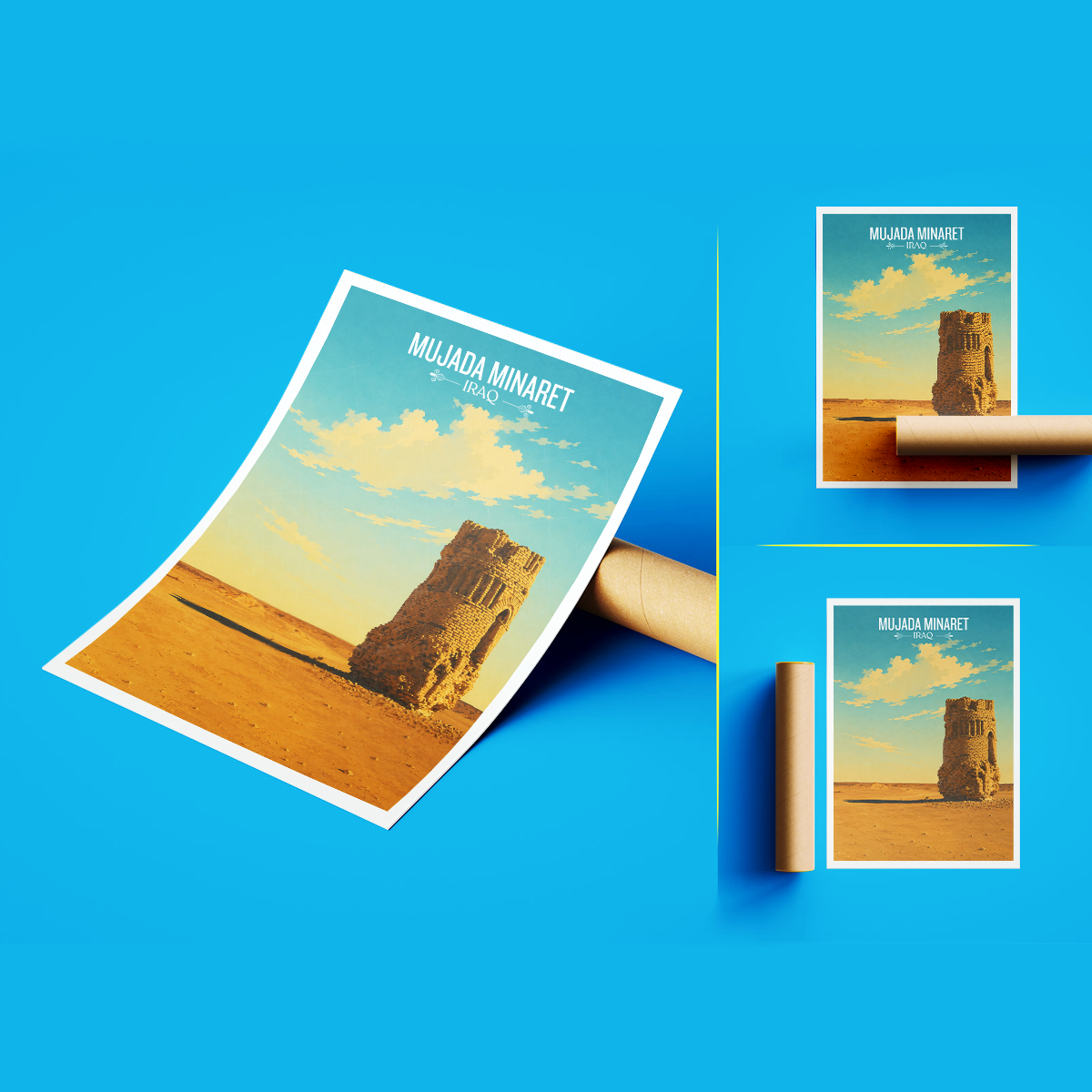 Mujada Minaret - Iraq - Travel Art Wall Deco Poster - Art Print - Travel Art Poster