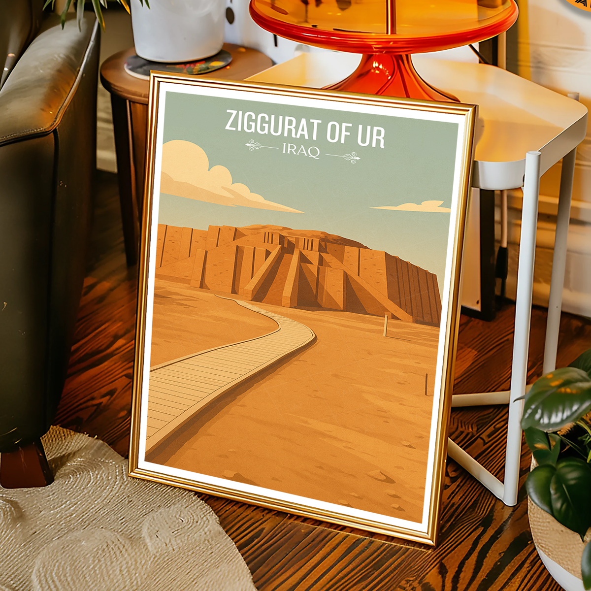 Ziggurat of Ur - Iraq - Travel Art Wall Deco Poster - Art Print - Travel Art Poster