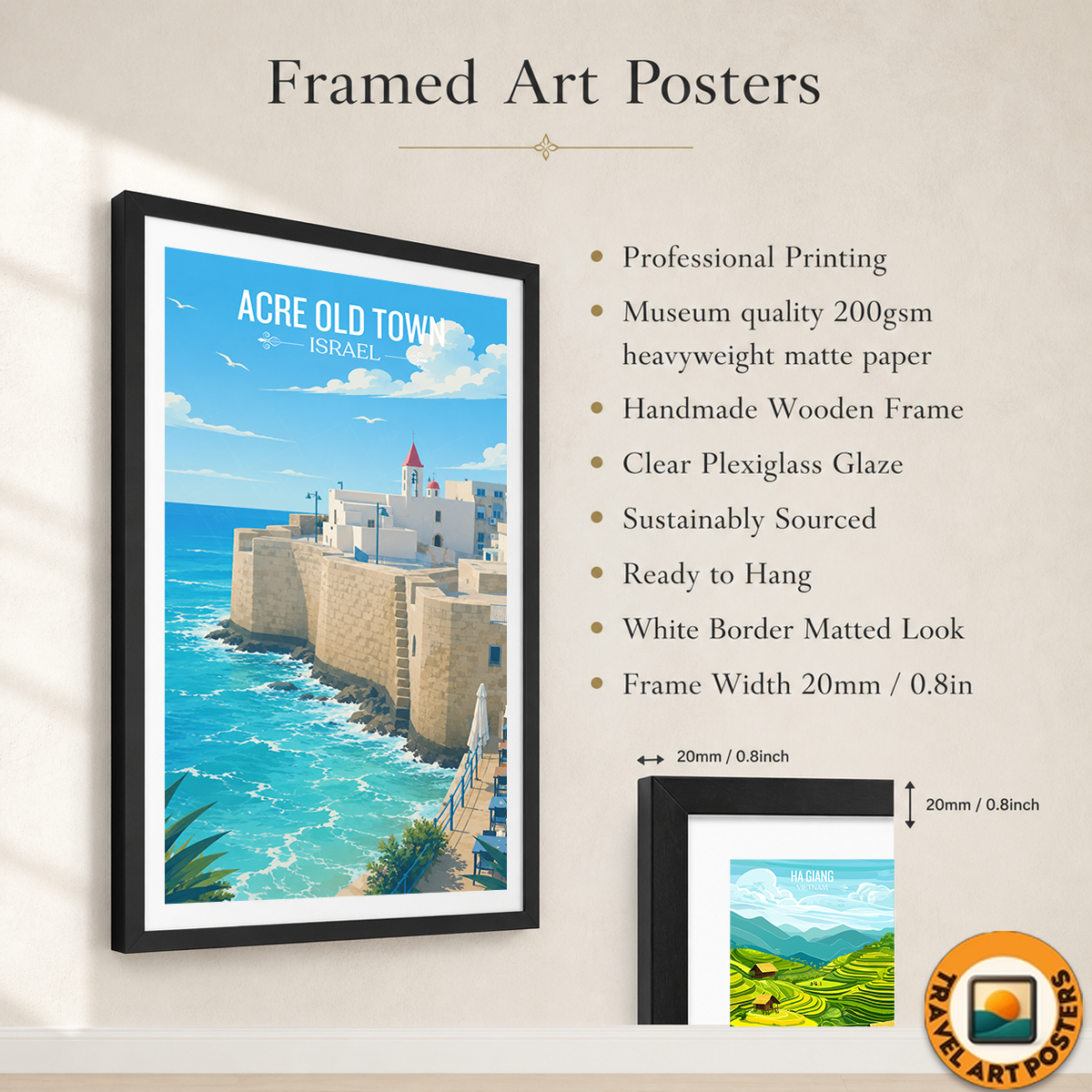 Acre Old Town - Israel - Travel Art Wall Deco Poster - Art Print - Travel Art Poster