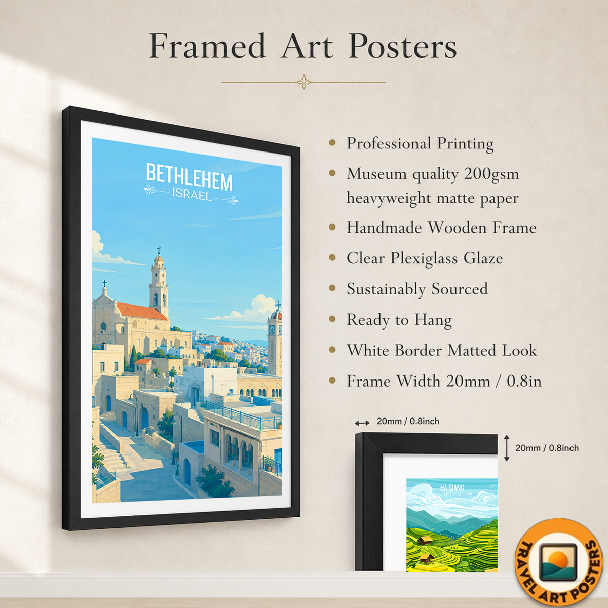 Bethlehem - Israel - Travel Art Wall Deco Poster - Art Print - Travel Art Poster