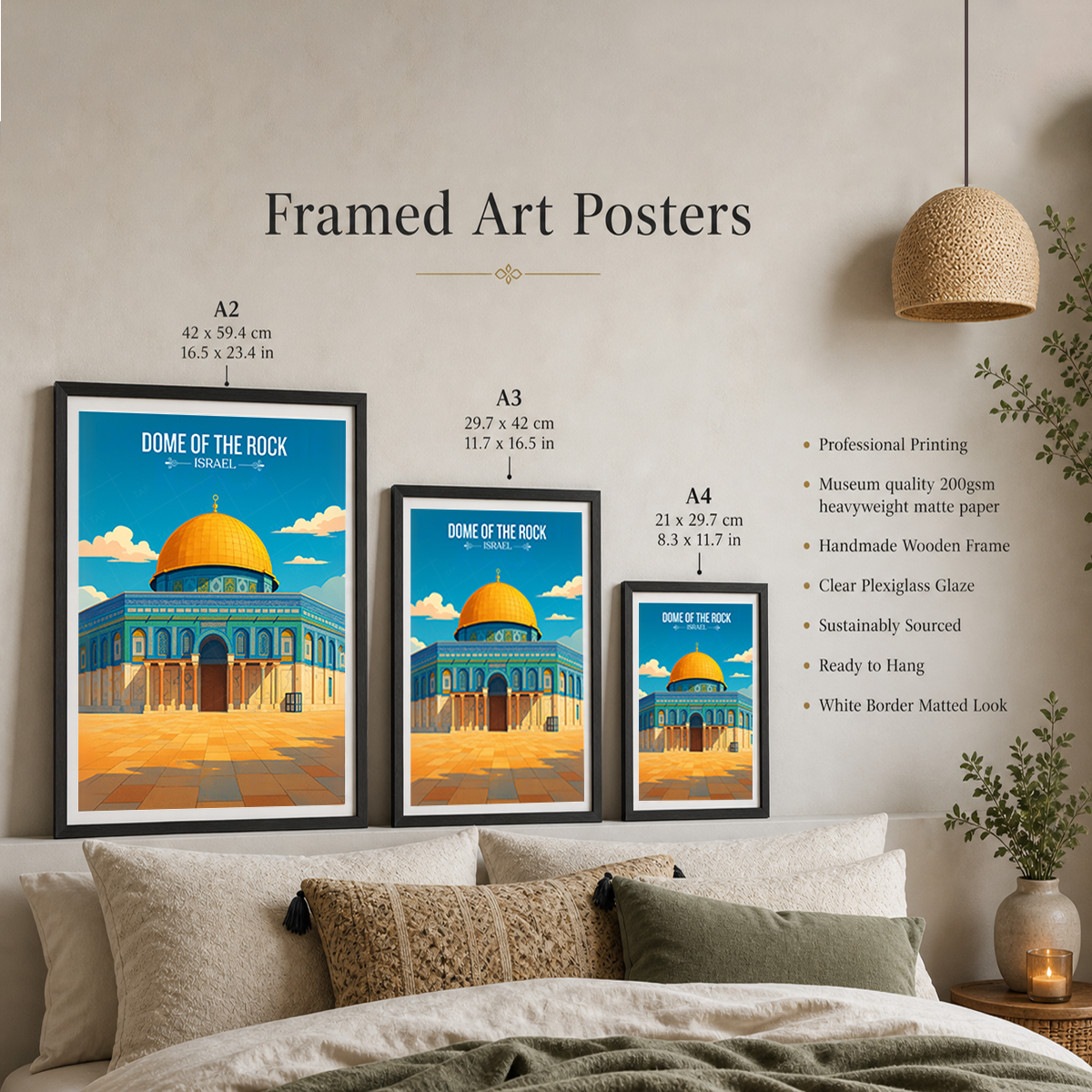 Dome of the Rock - Israel - Travel Art Wall Deco Poster - Art Print - Travel Art Poster