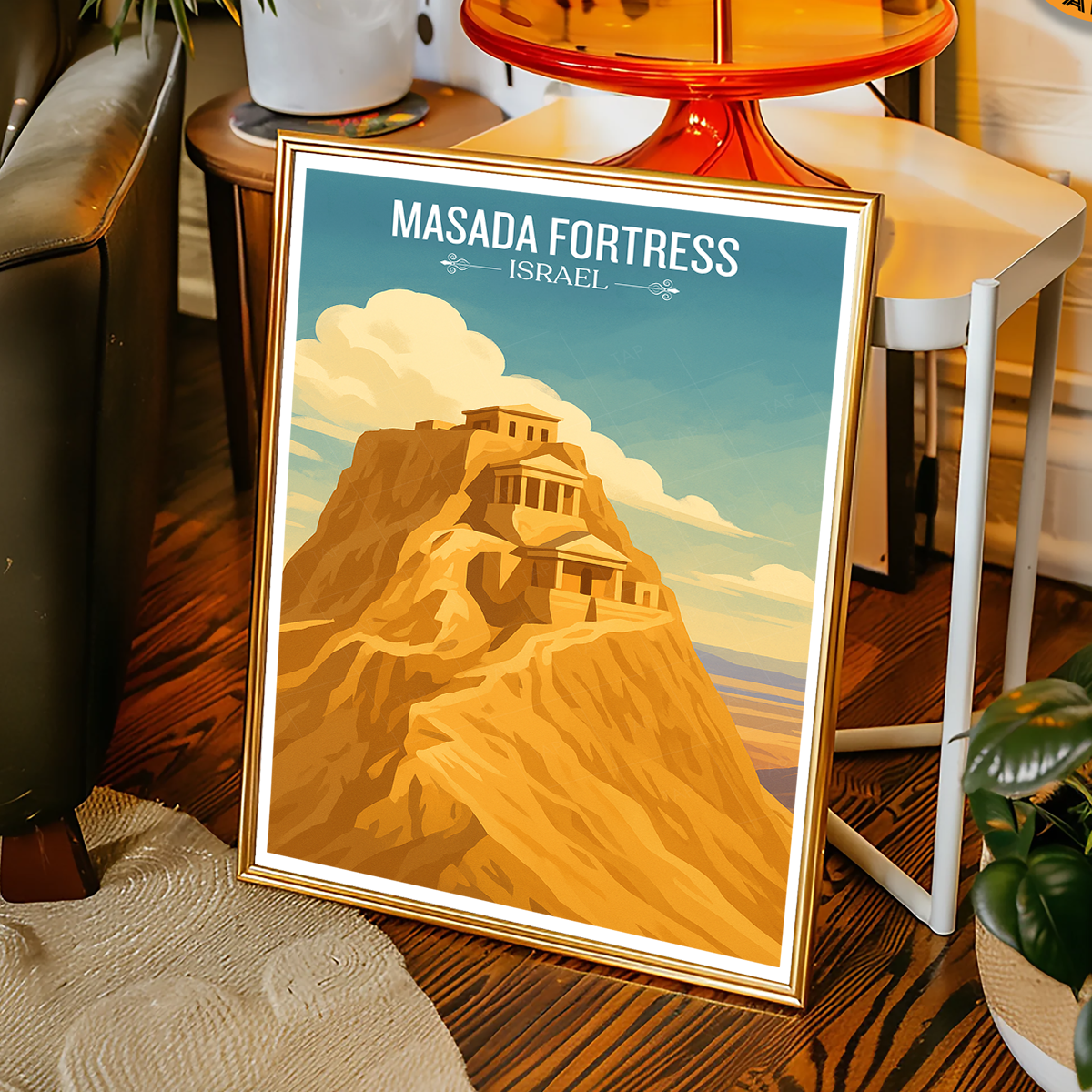 Masada Fortress - Israel - Travel Art Wall Deco Poster - Art Print - Travel Art Poster