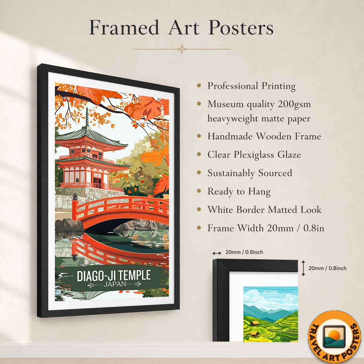 Diago-Ji Fushimi Temple - Japan - Travel Art Wall Deco Poster - Art Print - Travel Art Poster