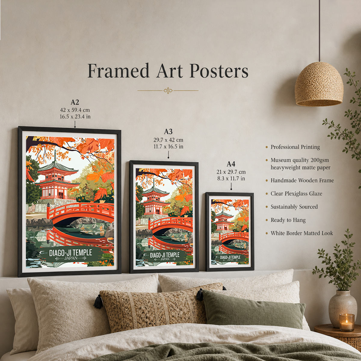 Diago-Ji Fushimi Temple - Japan - Travel Art Wall Deco Poster - Art Print - Travel Art Poster