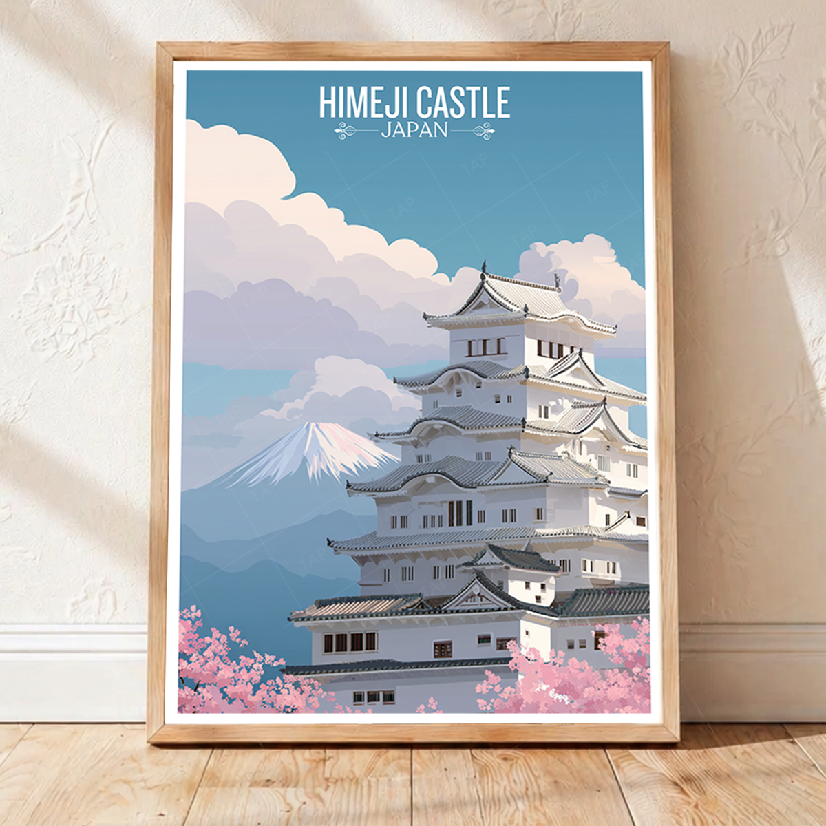 White Heron Castle - Japan - Travel Art Wall Deco Poster - Art Print - Travel Art Poster