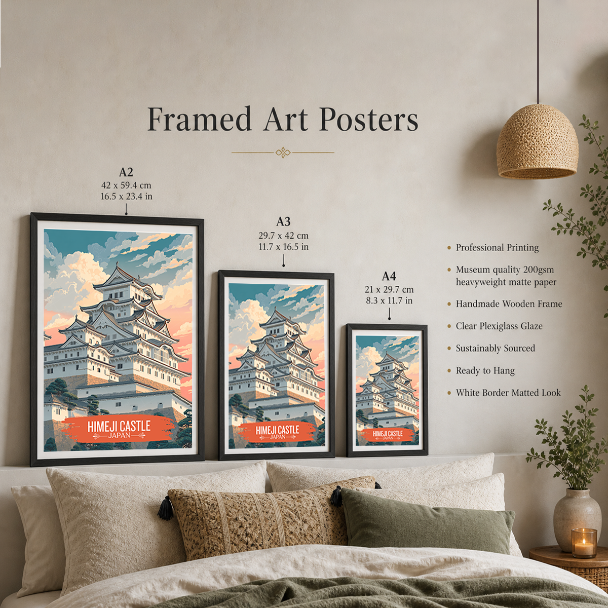 Hakuro-jō - Japan - Travel Art Wall Deco Poster - Art Print - Travel Art Poster
