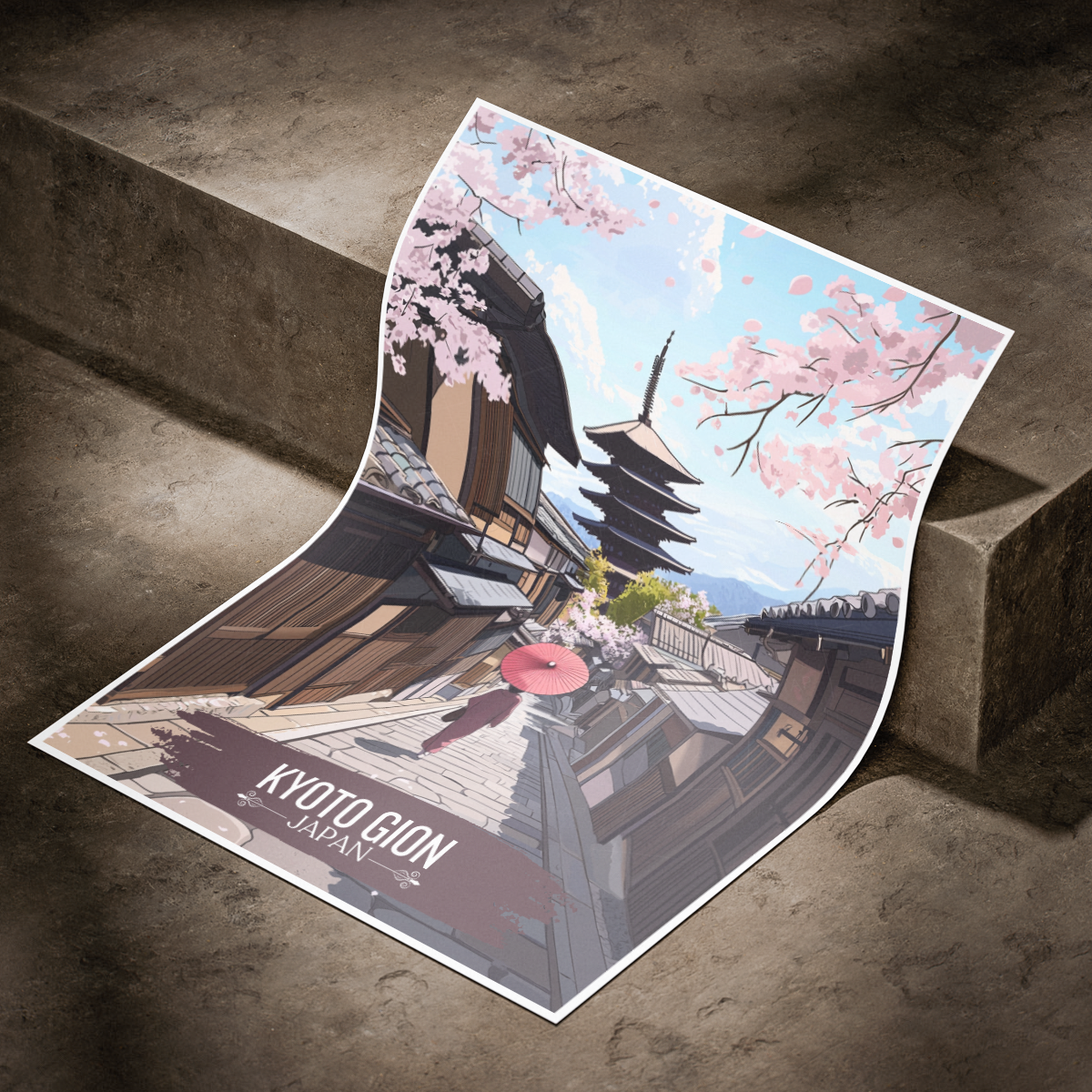 Kyoto Gion - Japan - Travel Art Wall Deco Poster - Art Print - Travel Art Poster