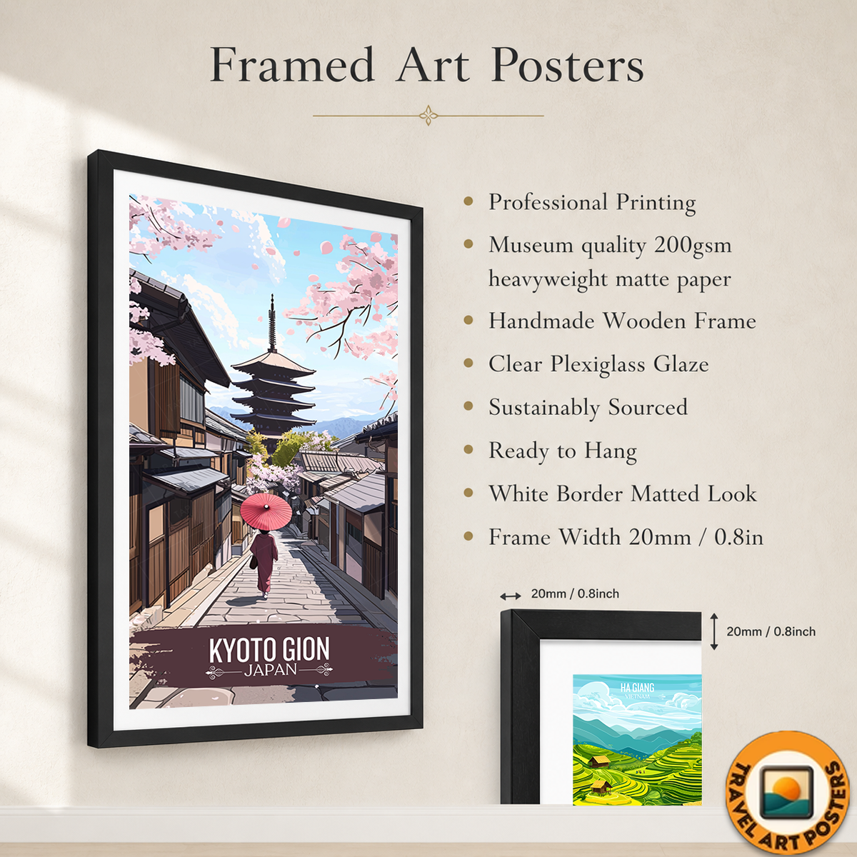 Kyoto Gion - Japan - Travel Art Wall Deco Poster - Art Print - Travel Art Poster