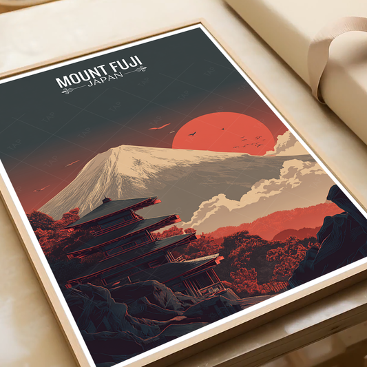 Fuji-no-Yama - Japan - Travel Art Wall Deco Poster - Art Print - Travel Art Poster