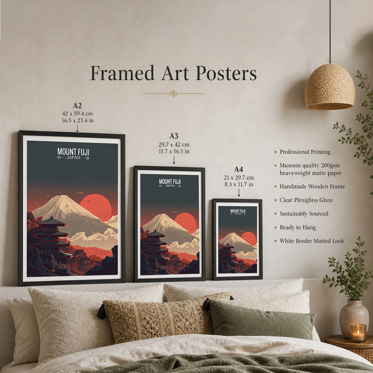 Fuji-no-Yama - Japan - Travel Art Wall Deco Poster - Art Print - Travel Art Poster