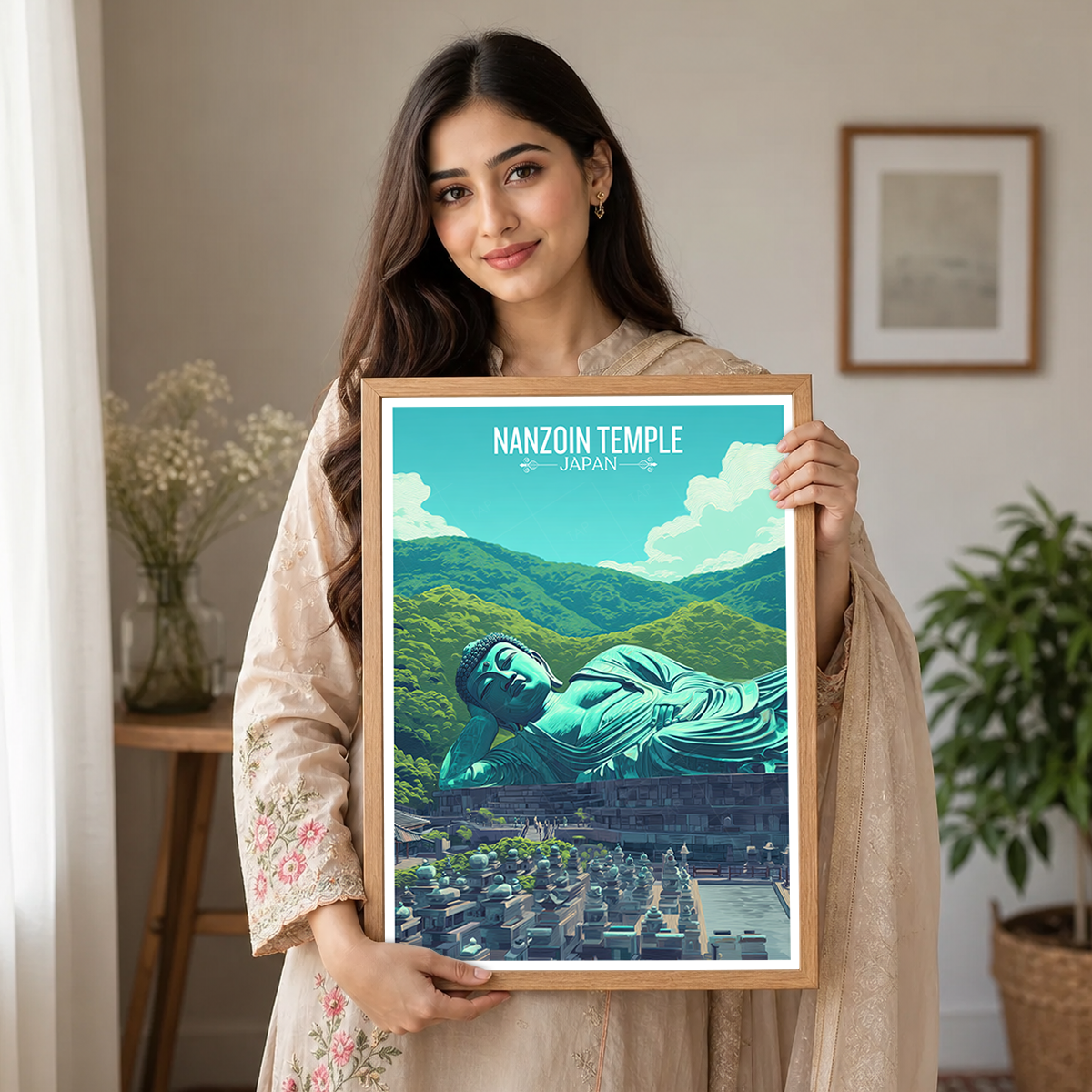 Nanzoin Buddha Temple - Japan - Travel Art Wall Deco Poster - Art Print - Travel Art Poster