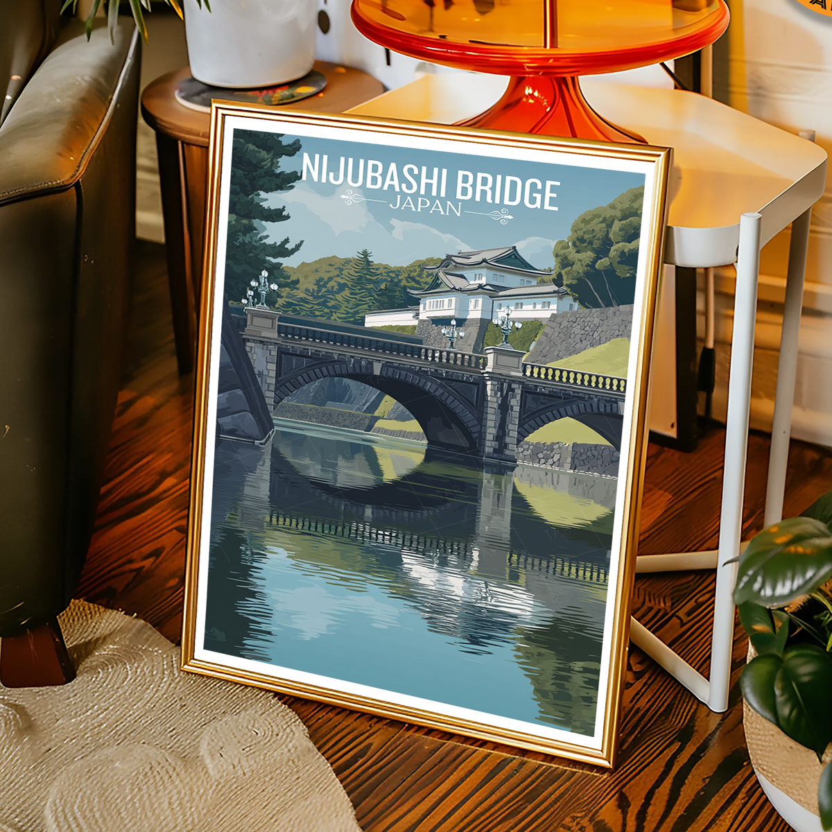 Nijubashi Bridge - Japan - Travel Art Wall Deco Poster - Art Print - Travel Art Poster