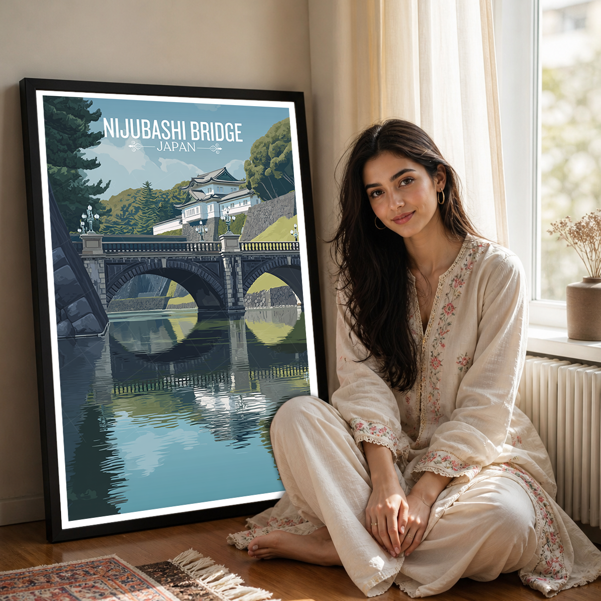 Nijubashi Bridge - Japan - Travel Art Wall Deco Poster - Art Print - Travel Art Poster