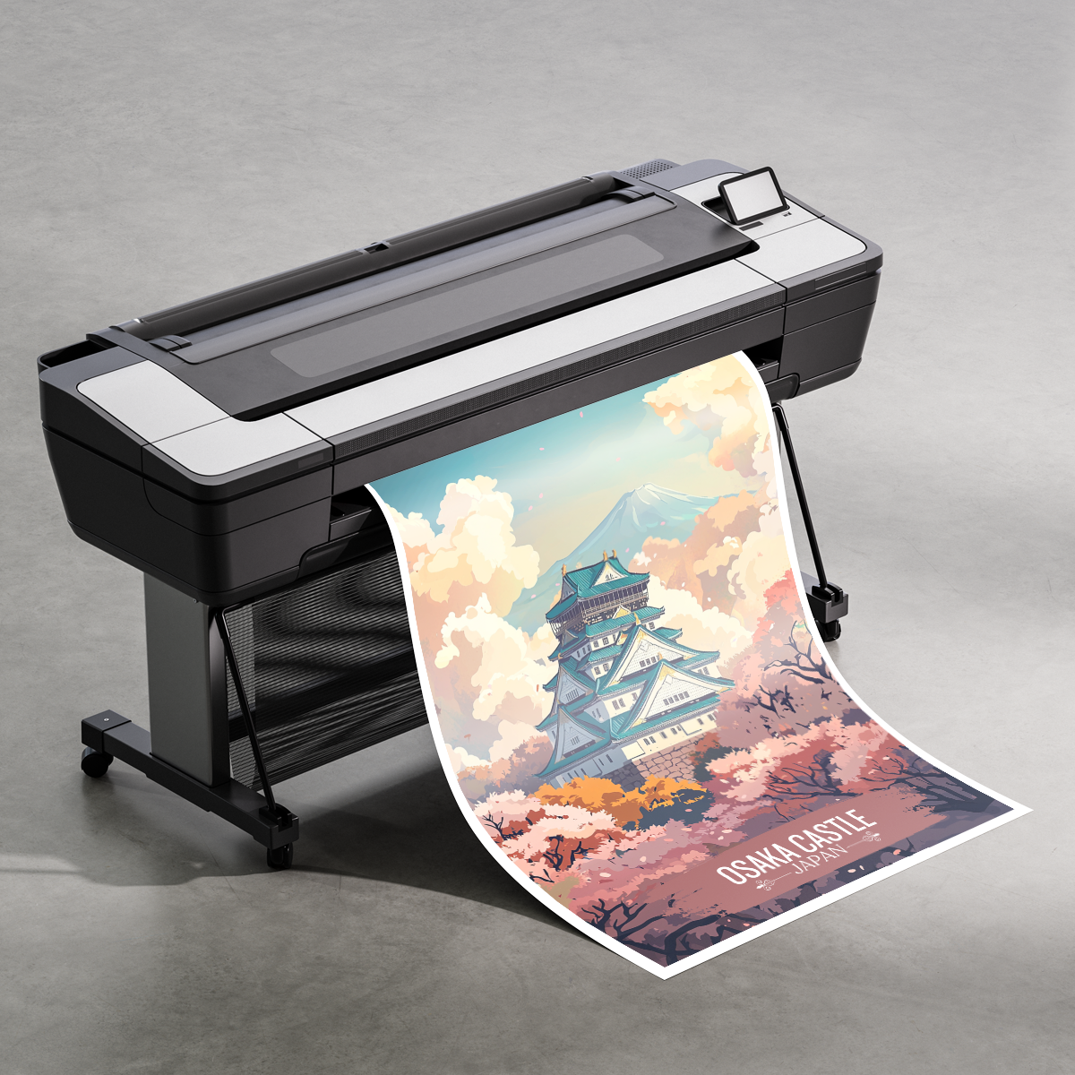Osaka Castle Sakura - Japan - Travel Art Wall Deco Poster - Art Print - Travel Art Poster
