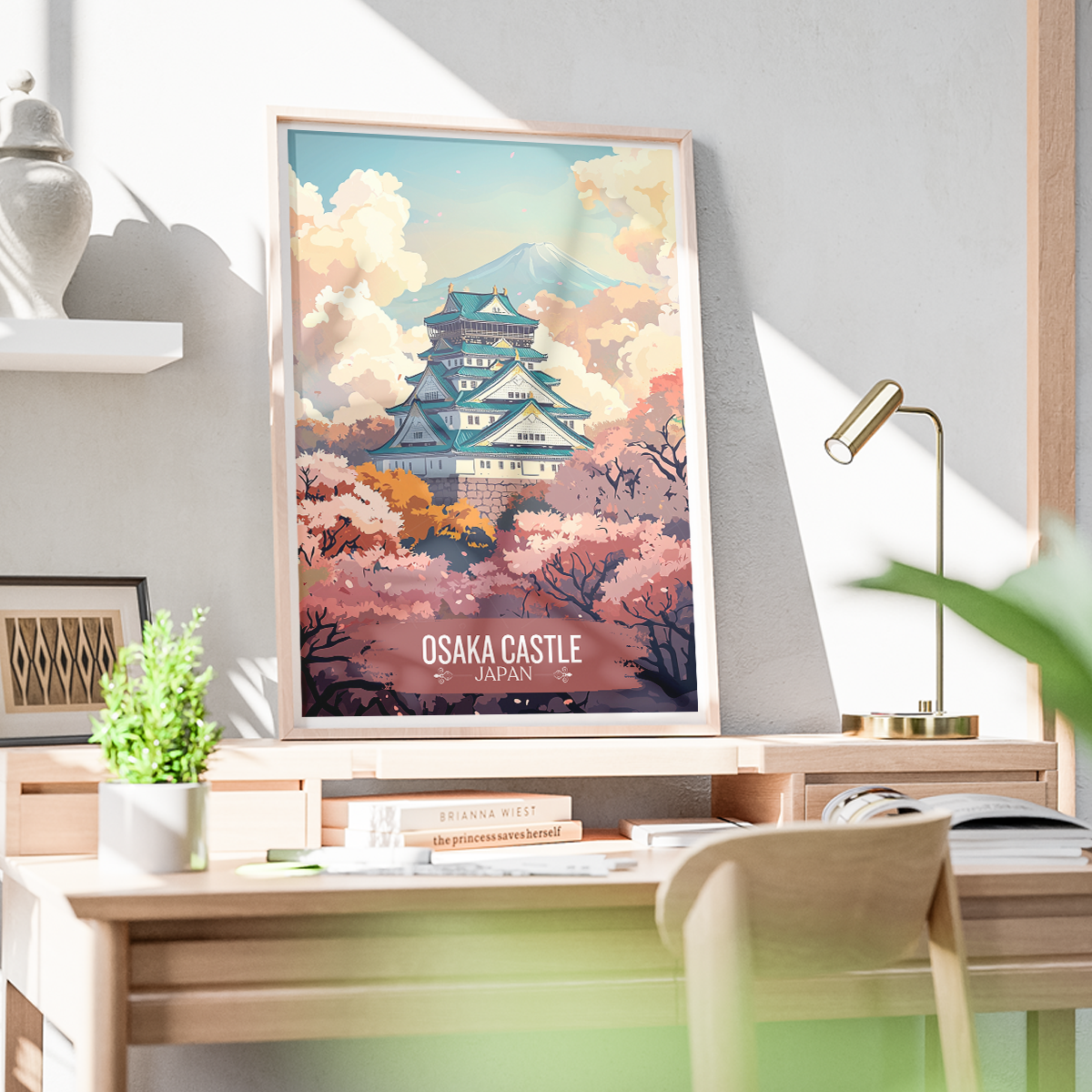 Osaka Castle Sakura - Japan - Travel Art Wall Deco Poster - Art Print - Travel Art Poster