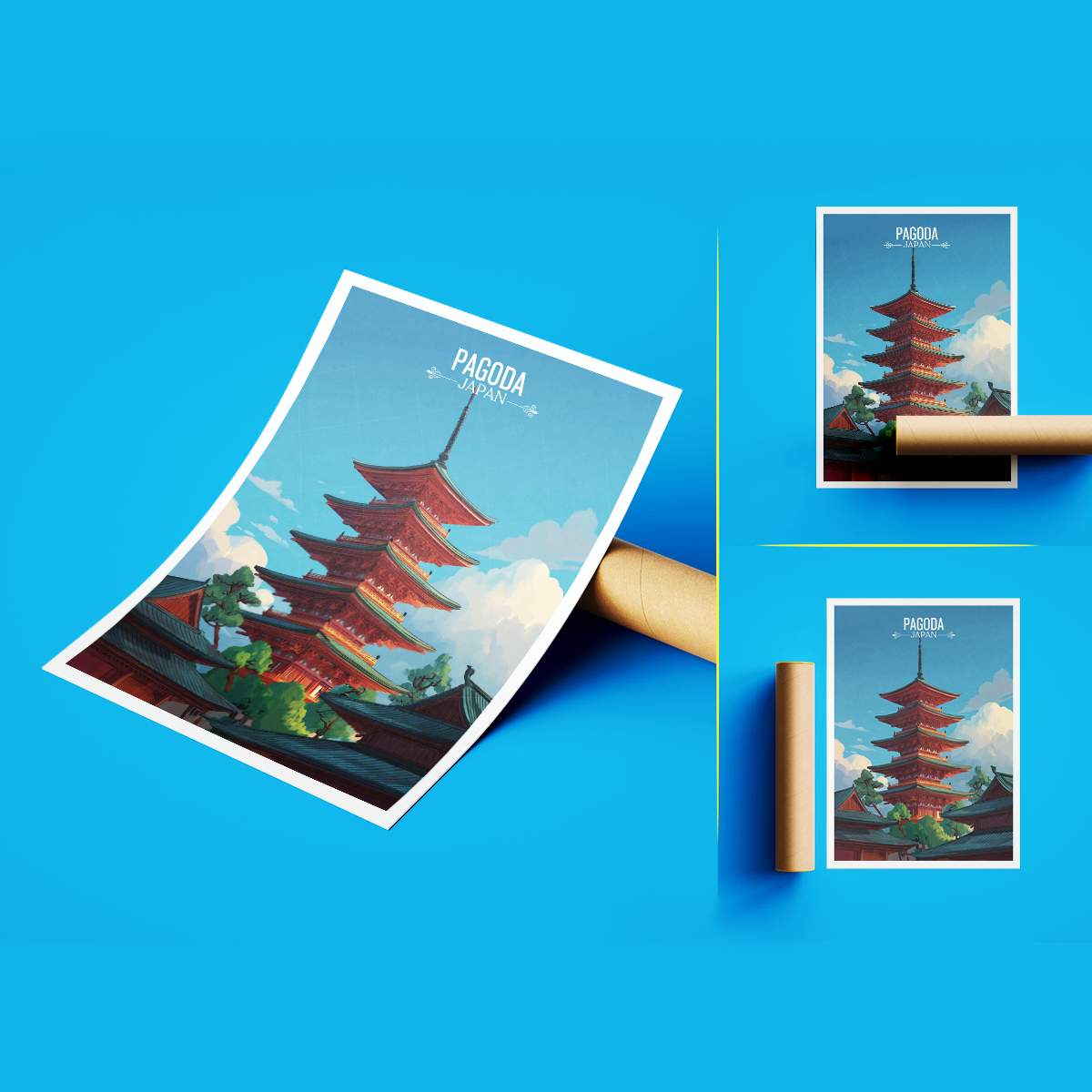 Pagoda - Japan - Travel Art Wall Deco Poster - Art Print - Travel Art Poster