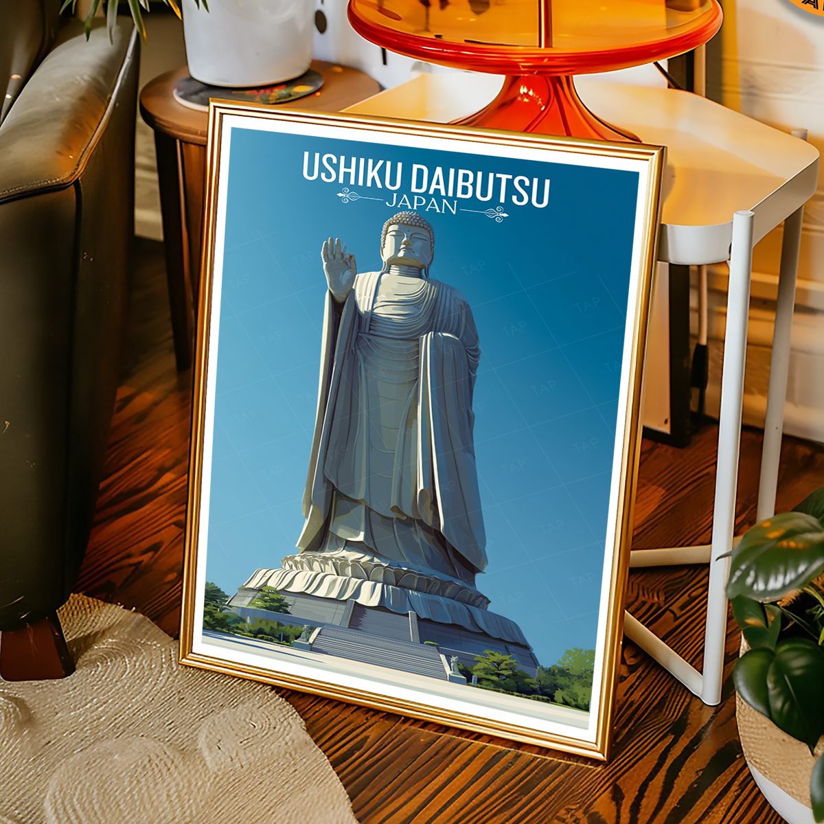 Ushiku Daibutsu - Japan - Travel Art Wall Deco Poster - Art Print - Travel Art Poster