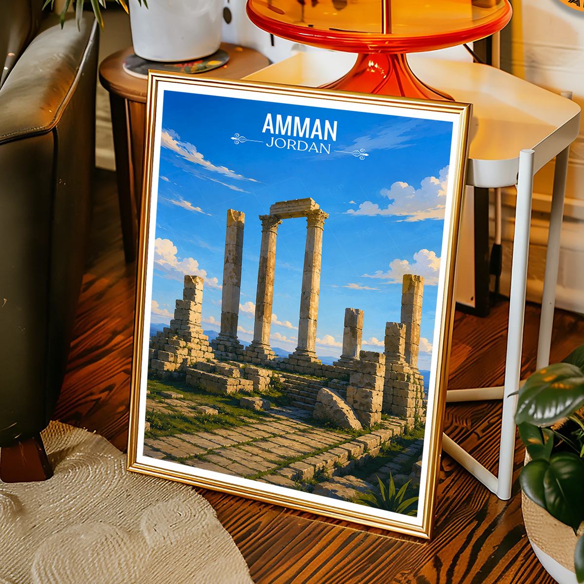 Amman - Jordan - Travel Art Wall Deco Poster - Art Print - Travel Art Poster