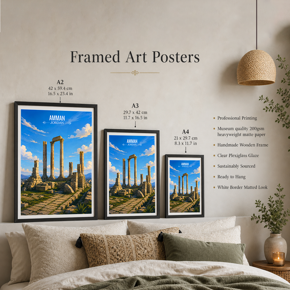Amman - Jordan - Travel Art Wall Deco Poster - Art Print - Travel Art Poster