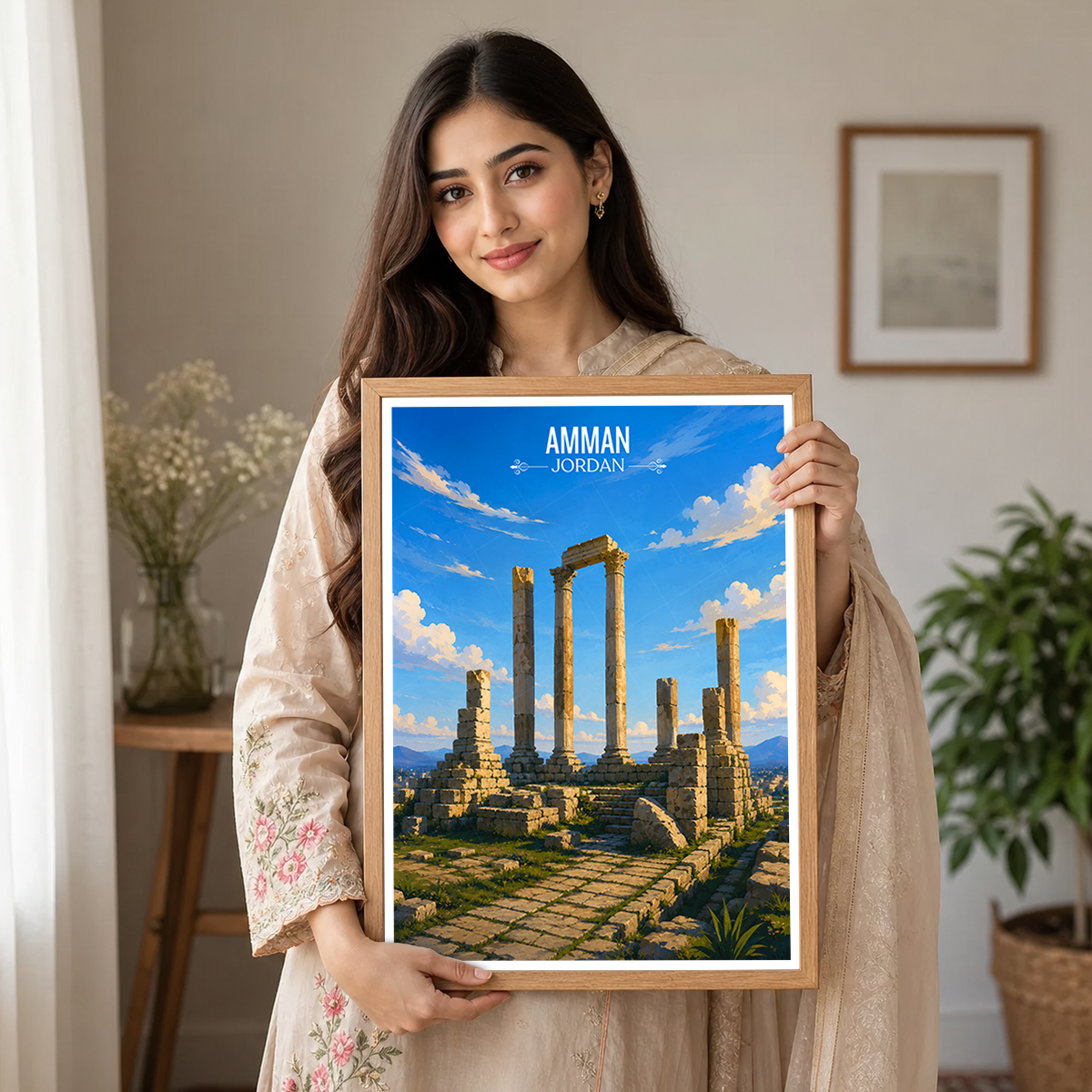 Amman - Jordan - Travel Art Wall Deco Poster - Art Print - Travel Art Poster