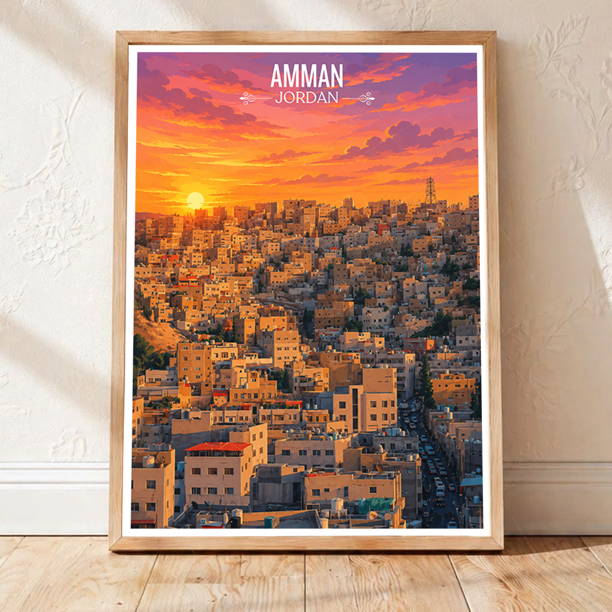 Amman City - Jordan - Travel Art Wall Deco Poster - Art Print - Travel Art Poster