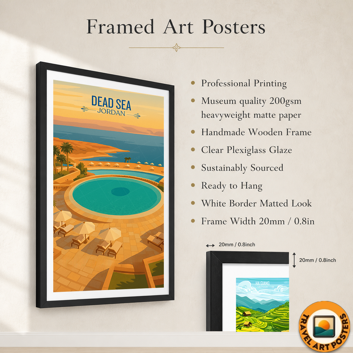 Dead Sea - Jordan - Travel Art Wall Deco Poster - Art Print - Travel Art Poster