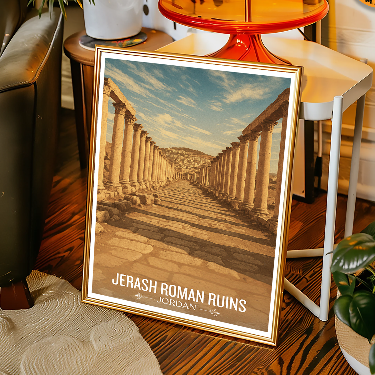 Jerash Ruins - Jordan - Travel Art Wall Deco Poster - Art Print - Travel Art Poster