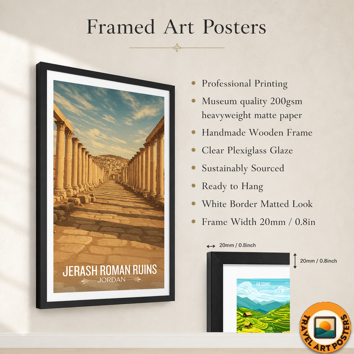 Jerash Ruins - Jordan - Travel Art Wall Deco Poster - Art Print - Travel Art Poster