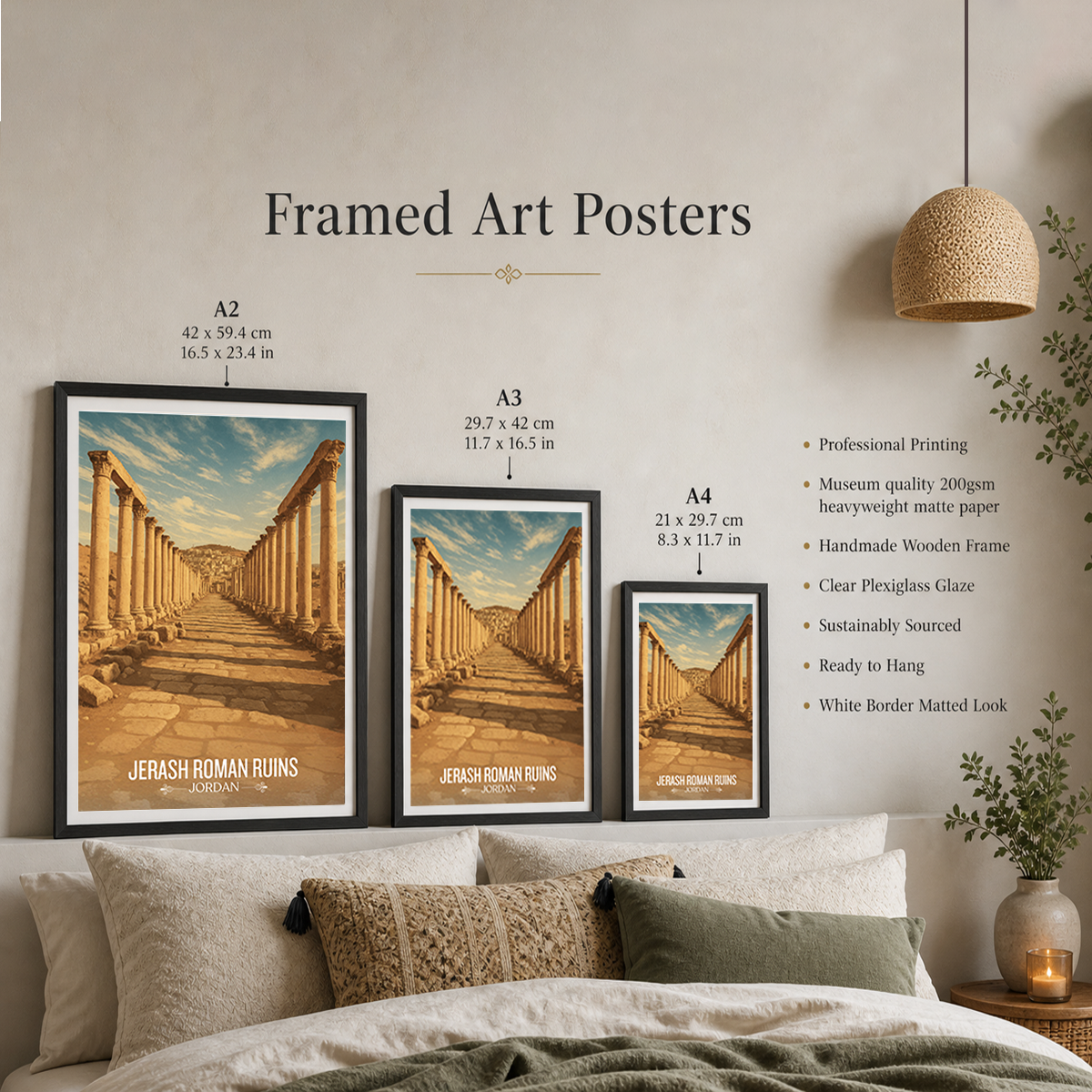 Jerash Ruins - Jordan - Travel Art Wall Deco Poster - Art Print - Travel Art Poster