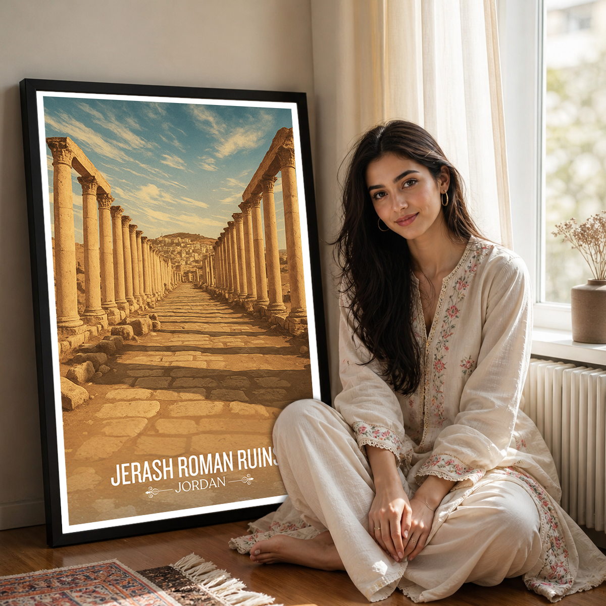 Jerash Ruins - Jordan - Travel Art Wall Deco Poster - Art Print - Travel Art Poster