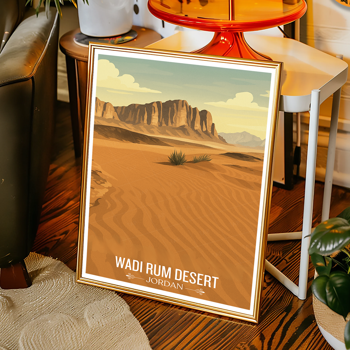 Wadi Rum Desert - Jordan - Travel Art Wall Deco Poster - Art Print - Travel Art Poster