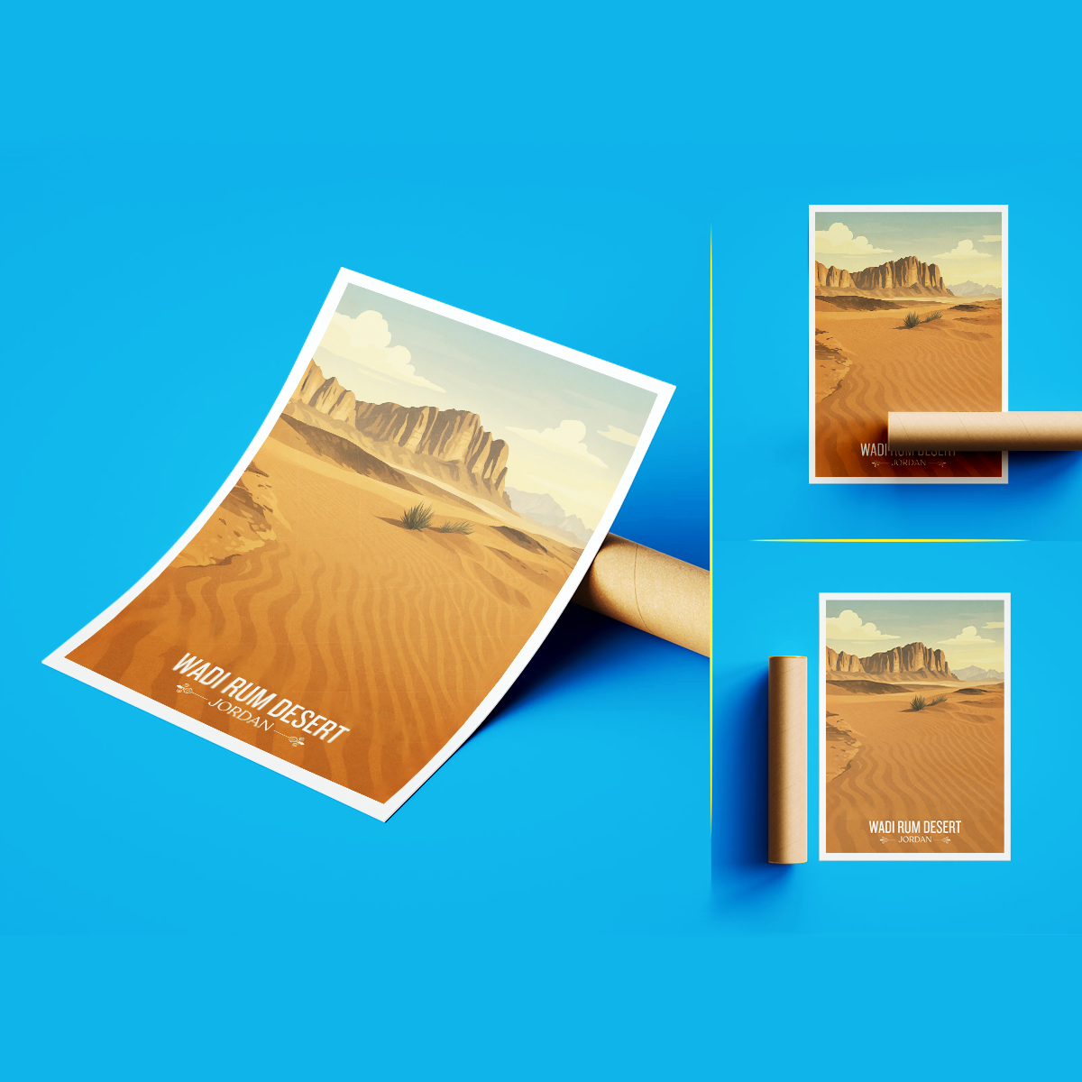 Wadi Rum Desert - Jordan - Travel Art Wall Deco Poster - Art Print - Travel Art Poster