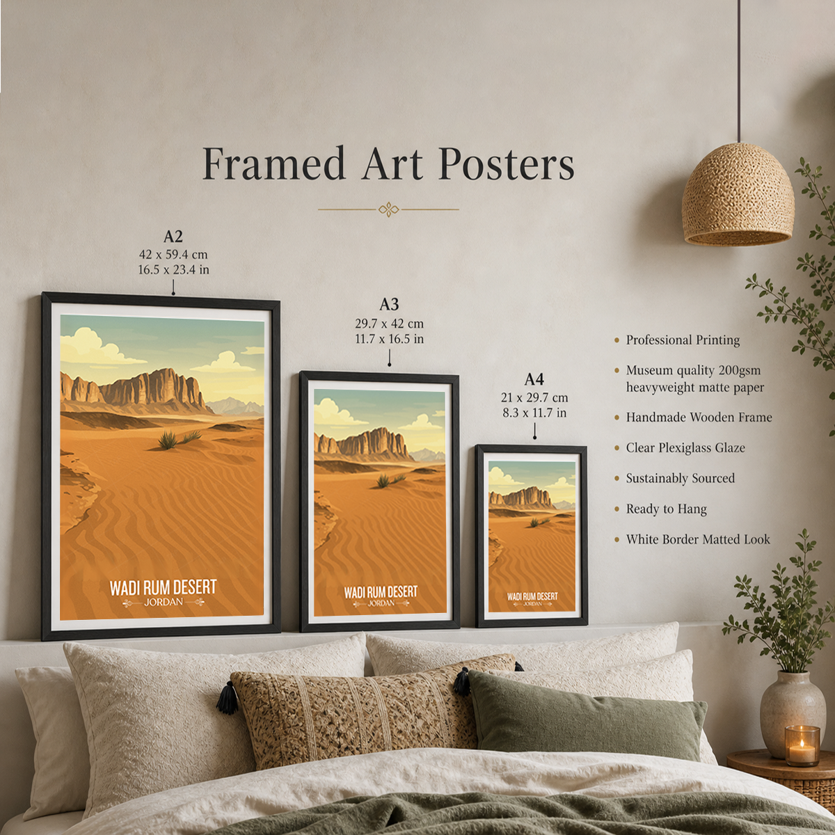Wadi Rum Desert - Jordan - Travel Art Wall Deco Poster - Art Print - Travel Art Poster