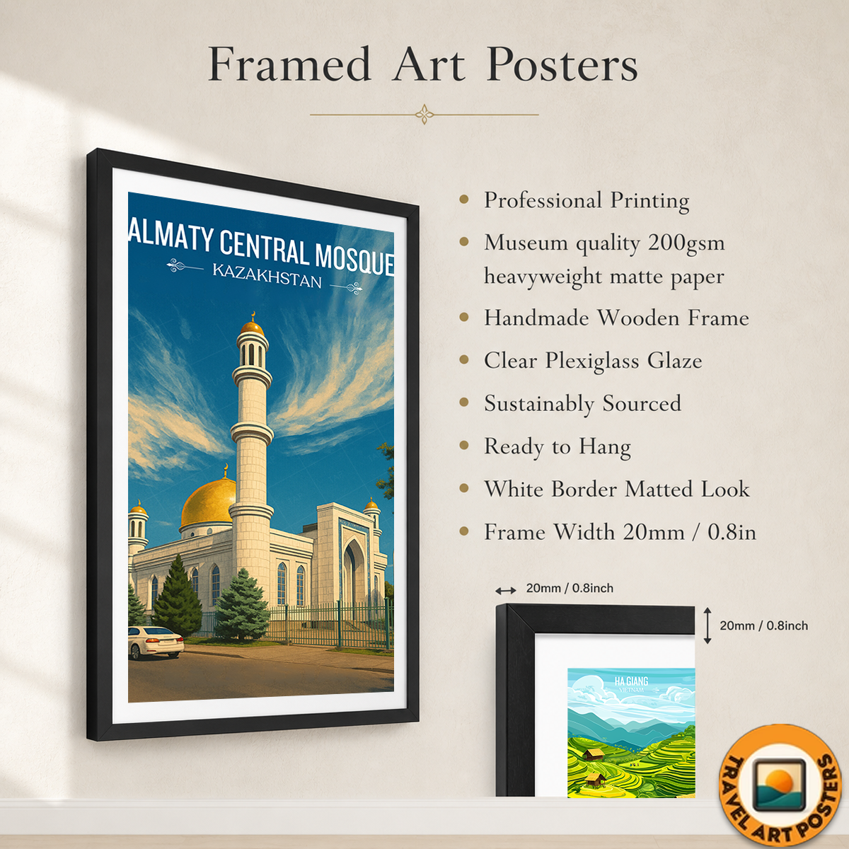 Almaty Central Mosque - Kazakhstan - Travel Art Wall Deco Poster Print - Art Print - Travel Art Poster