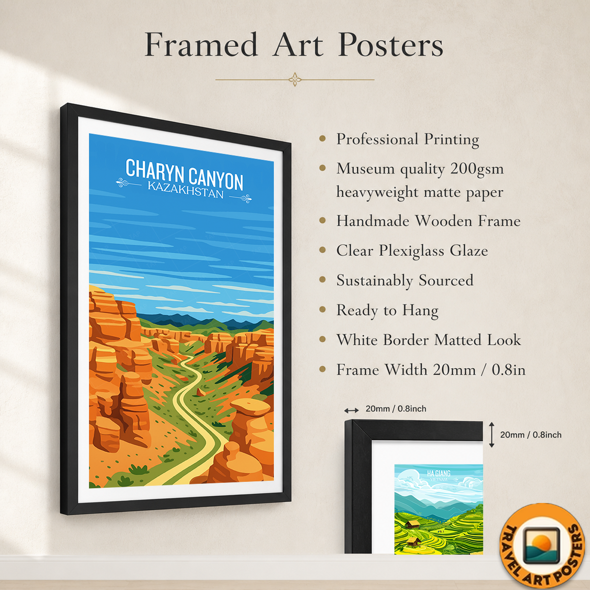 Charyn Canyon River - Kazakhstan - Travel Art Wall Deco Poster Print - Art Print - Travel Art Poster