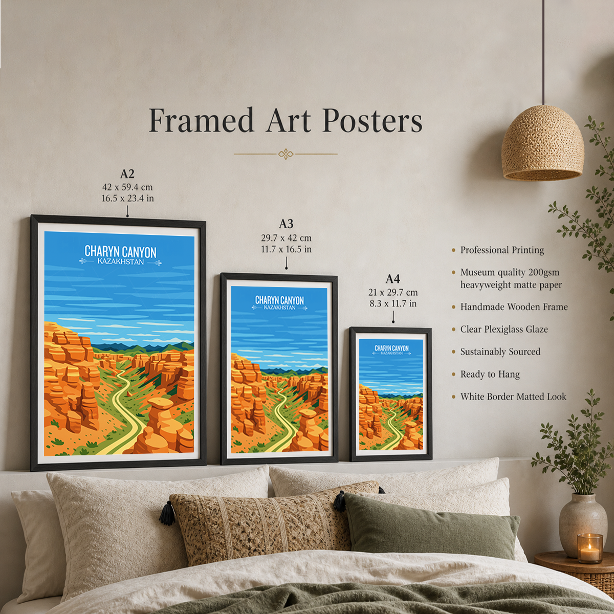 Charyn Canyon River - Kazakhstan - Travel Art Wall Deco Poster Print - Art Print - Travel Art Poster