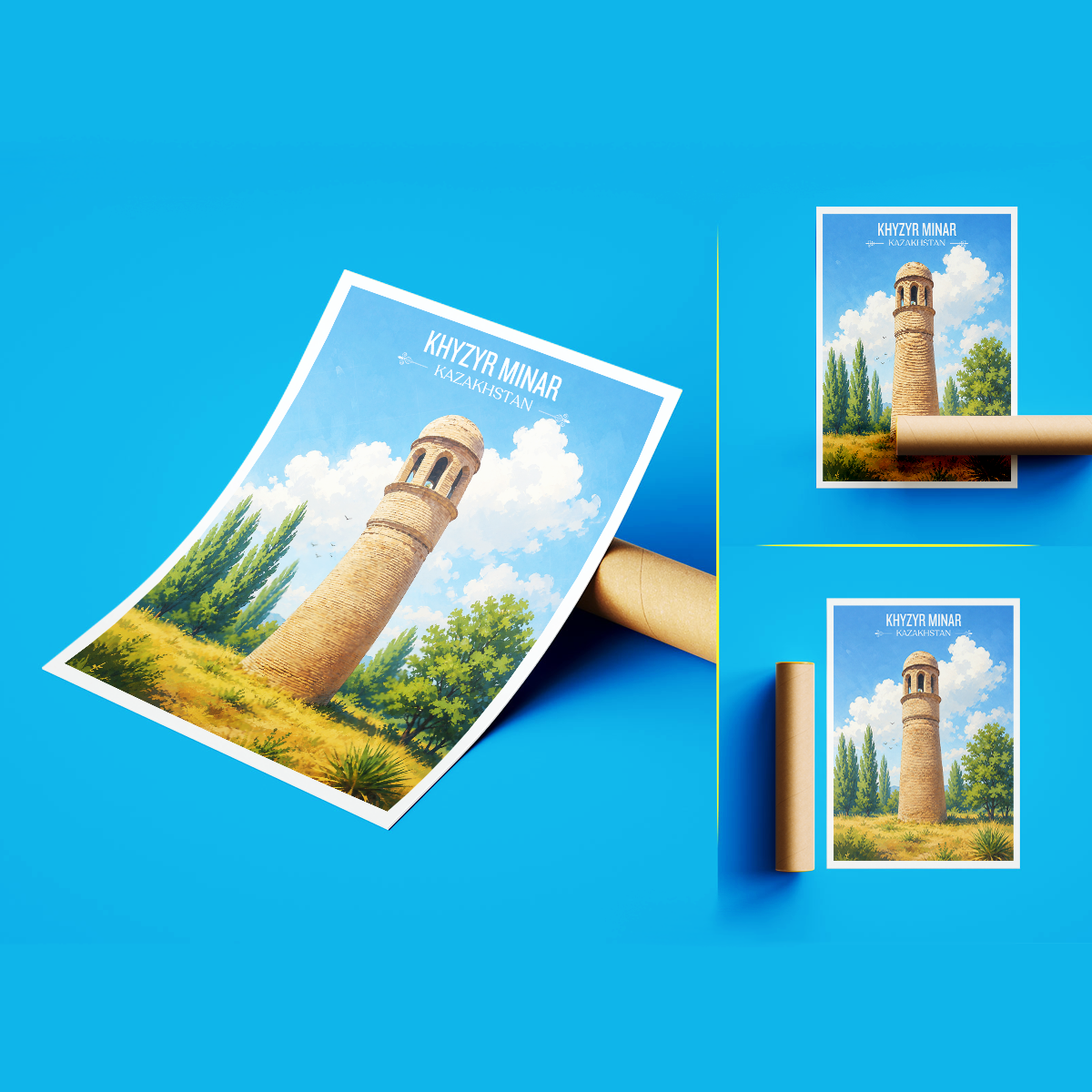 Khyzyr Minar - Kazakhstan - Travel Art Wall Deco Poster Print - Art Print - Travel Art Poster