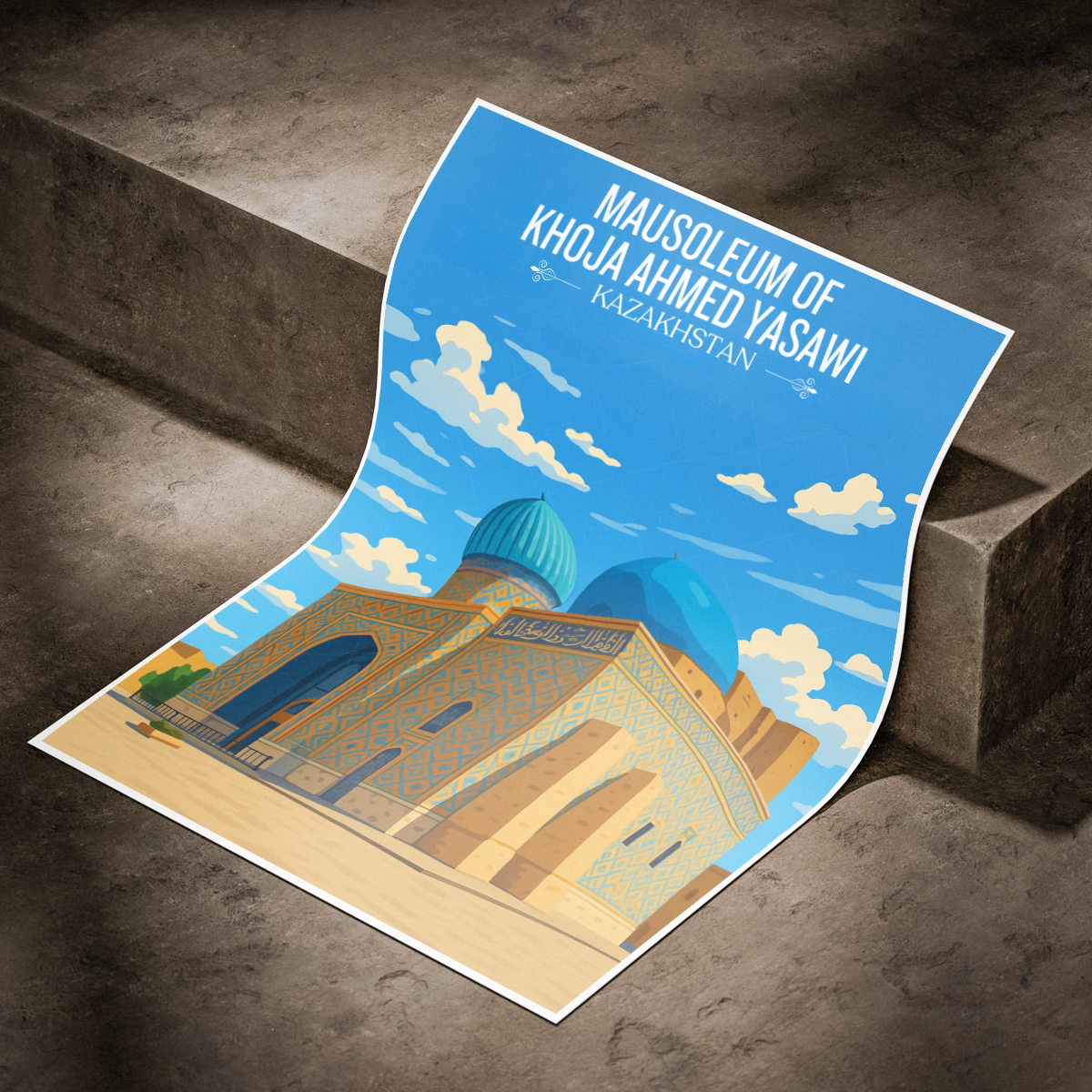 Mausoleum of Khoja Ahmed Yasawi - Kazakhstan - Travel Art Wall Deco Poster Print - Art Print - Travel Art Poster