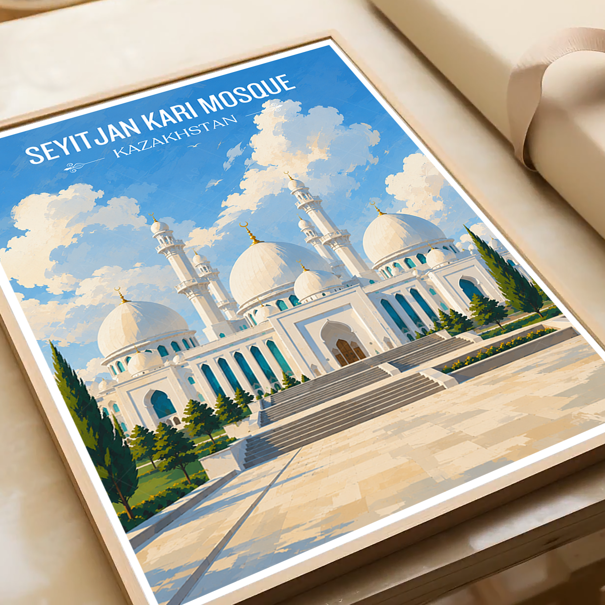Seyitjan Kari Mosque - Kazakhstan - Travel Art Wall Deco Poster Print - Art Print - Travel Art Poster