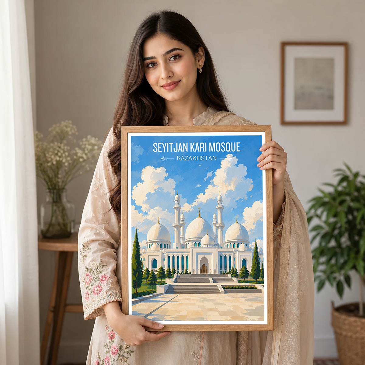 Seyitjan Kari Mosque - Kazakhstan - Travel Art Wall Deco Poster Print - Art Print - Travel Art Poster