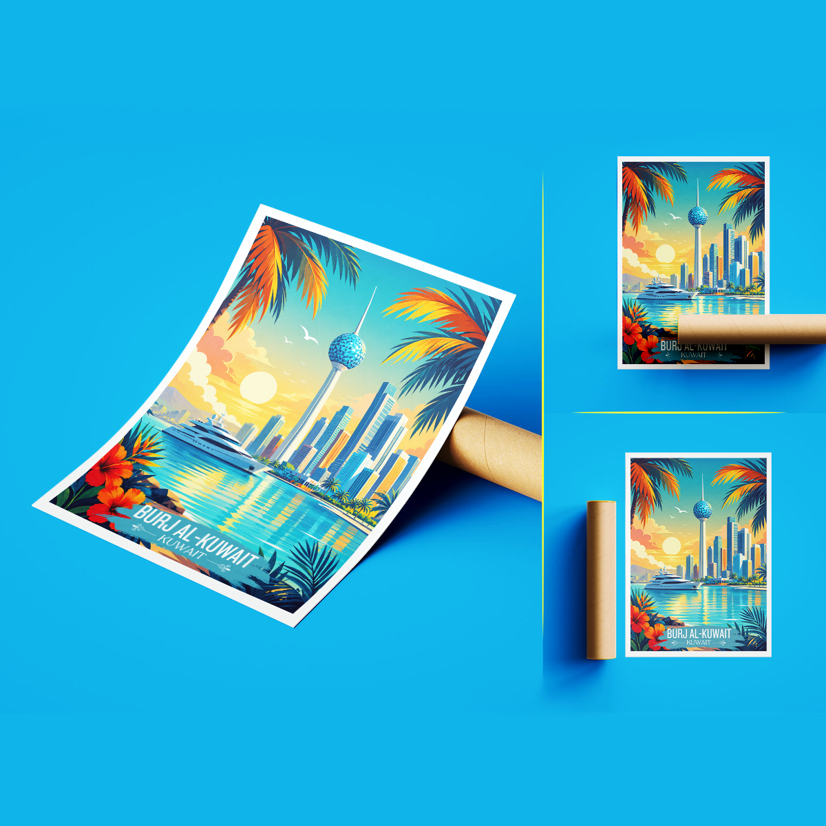 Burj Al-Kuwait - Kuwait - Travel Art Wall Deco Poster Print - Art Print - Travel Art Poster