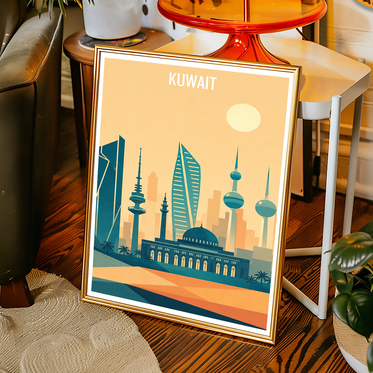 Kuwait City Metropolis - Kuwait - Travel Art Wall Deco Poster Print - Art Print - Travel Art Poster