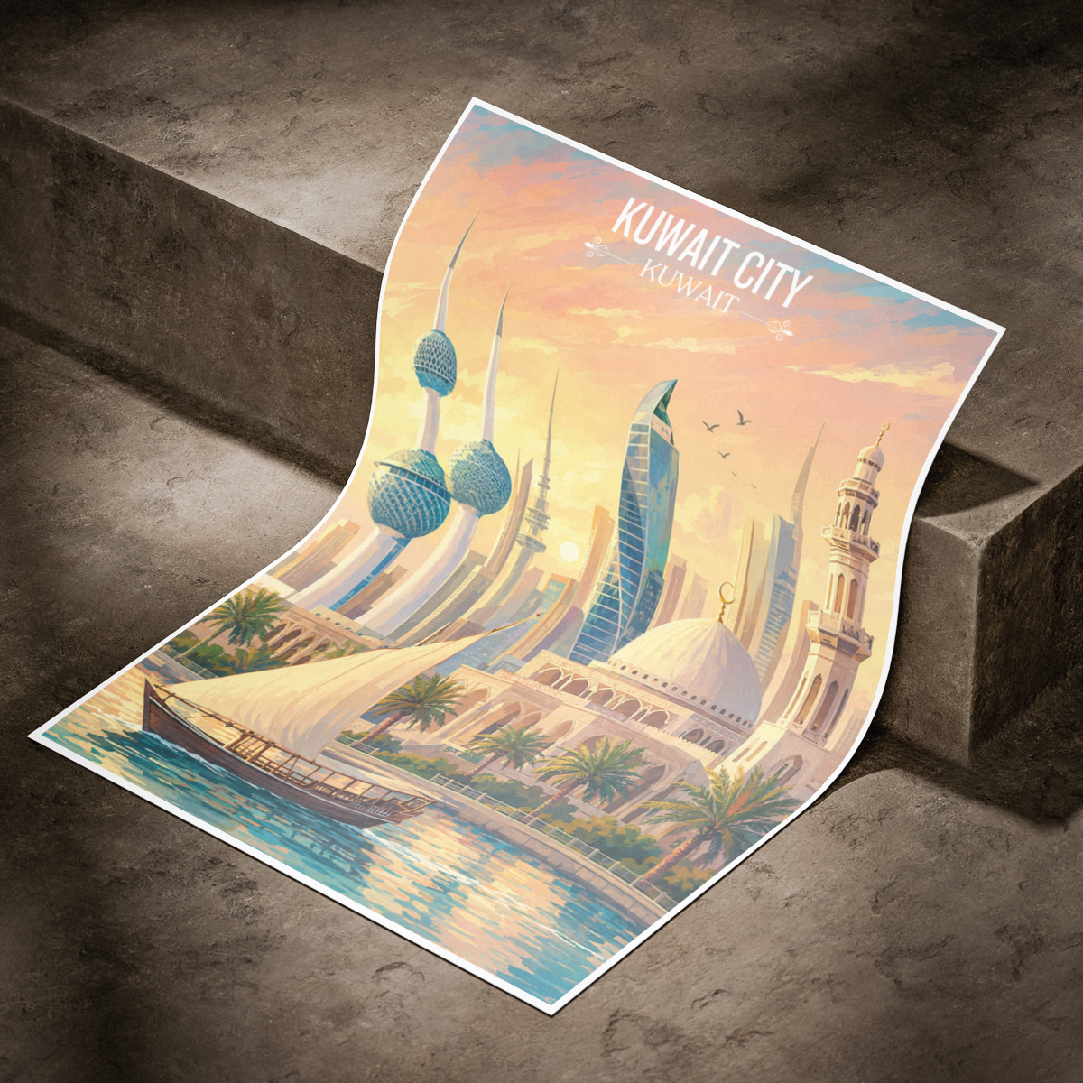 Kuwait Capital City - Kuwait - Travel Art Wall Deco Poster Print - Art Print - Travel Art Poster